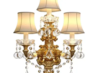 Golden Sconce in classic style with crystal lampshade Wall lamp 3D model