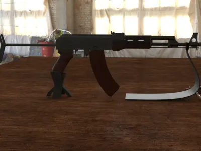 Russian AKS 74 Assault Rifle Low-poly 3D model