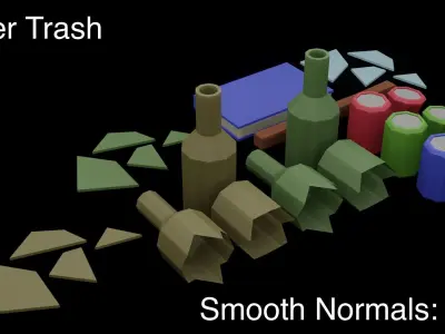 Low Poly Cartoon Trash Pack Free low-poly 3D model