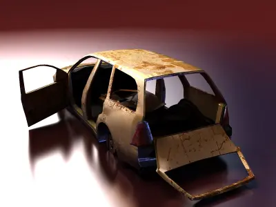 Junkyard Station Wagon Low-poly 3D model