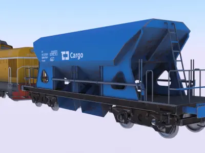 Cargo train PBR V 3D model