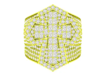 4851 New Ring Luxury Diamond Cross Men Ring 3D print model