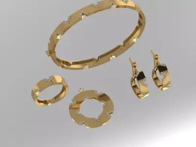 gorgeous modern jewelry set 3D print model