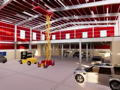 Warehouse G plus M steel structure in Revit 3D model