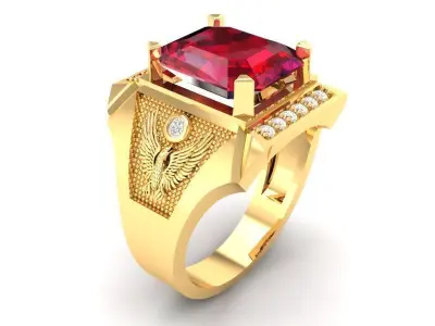 Luxury Square Gemstone Men Ring Jewelry 336 3D print model