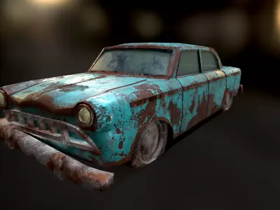 Old Discoloured Car Low-poly 3D model