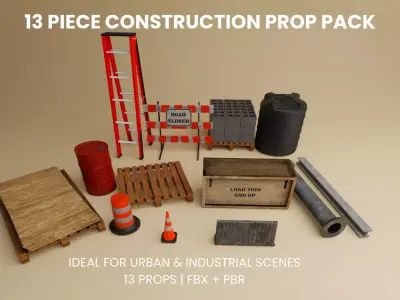 Construction Site Prop Pack  Low-poly 3D model