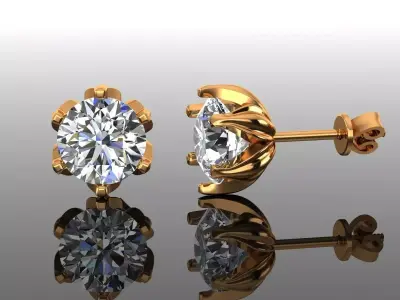 Women Diamond Earrings 3D print model 6