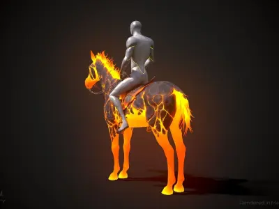 Fire Horse Animated Asset Low-poly 3D model