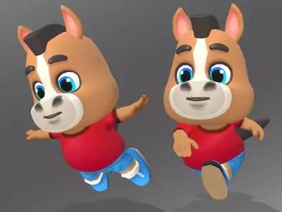 Horse Pony Animated Rigged Low-poly 3D model