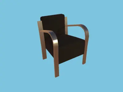 Black Simple Armchair - Furniture Interior Design Low-poly 3D model