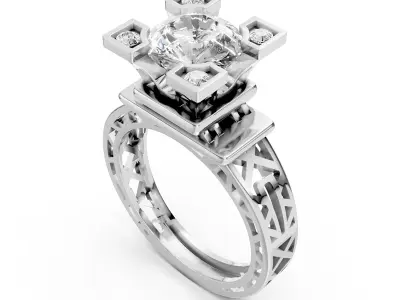 Luxury 2ct Eiffel Tower Engagement Ring 3D print model