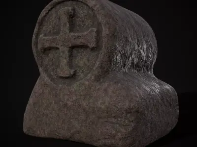 Short Cross Headstone Low-poly 3D model