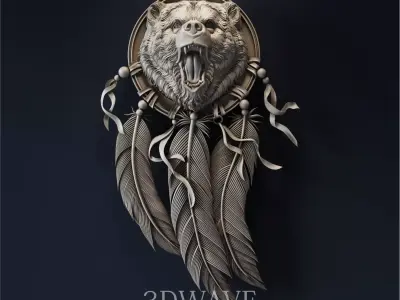 BEAR WIND CATCHER 3d stl files for CNC 3D print model