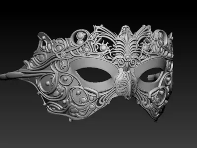 Baroque Royal Filigree Masquerade Mask 3D print model