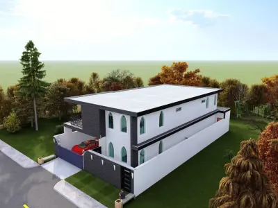 40-00 X 73-00 3D  Modern House  Plan Low-poly 3D model