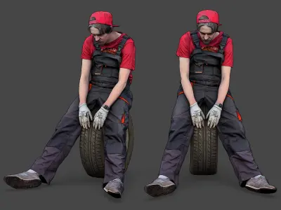 Stylized Car Mechanic Character 3D model