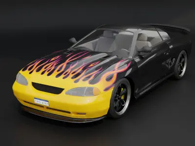 Sport Flame Car Realistic and Game Ready Asset 3D model