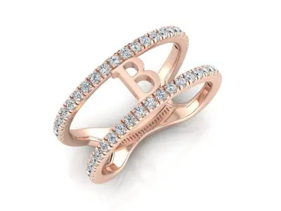 Jewelry Alphabet Ring B 3D print model