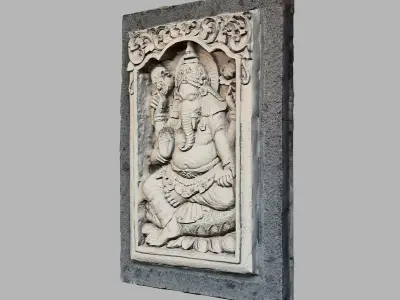 Hindu God Ganesh Stone Barelief Bali style Low-poly 3D model