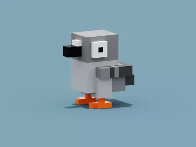 Voxel Pigeon Low-poly 3D model