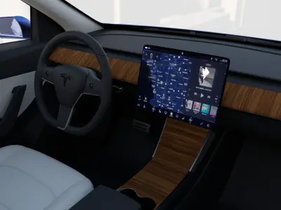 Tesla Model Y AWD Blue with interior and chassis 3D model