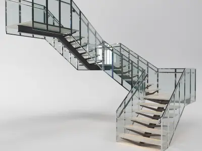 modern stair 04 3D model