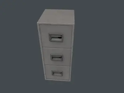 Tall Grey Three Drawer Filing Cabinet Low-poly 3D model