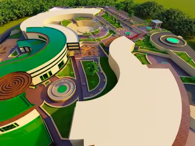 Futuristic Building Architectural Low-poly 3D model