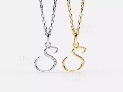 Initial Letter S Alphabet pendant 3D print model