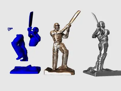 Miniature of Cricketer Sports man 3d printable high poly model 3D print model
