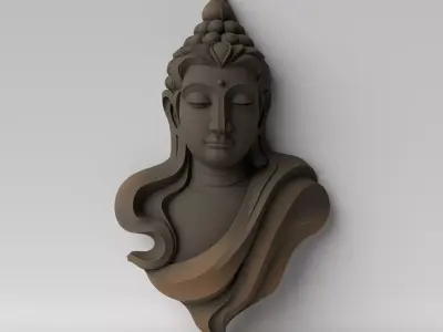 Tranquil Relief Minimalist Buddha Face Wall Sculpture 3D print model