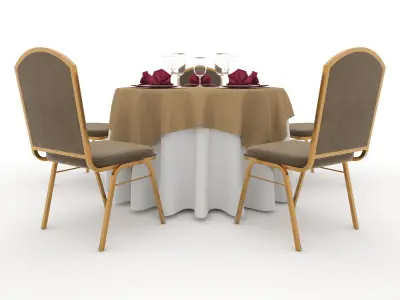 Banquet Table and Chair 09 3D model