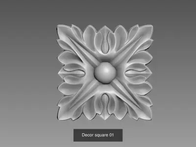 Decor rosette square 3D Model Collection
