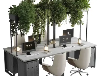 Workplace - Home offfice set - Employee desk 32  3D model