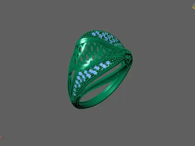 Women Ring With Stone Diamond Ready STL 3DM Models Womens Rings 3D print model 22