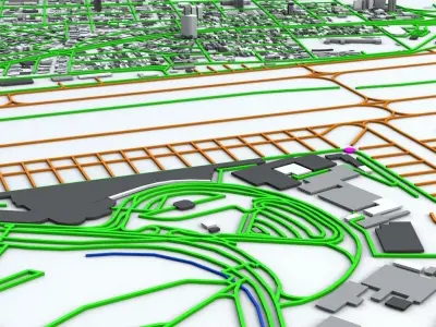 Sao Paulo Conghonas CGH Airport Roads Buildings and Public Trans 3D model