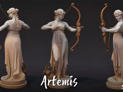 Artemis Statue Low-poly 3D model
