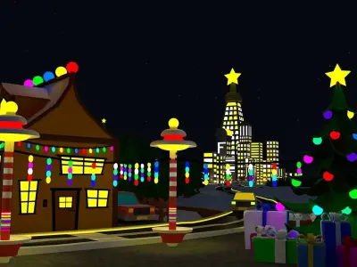 Ilustration of winter and new year Low-poly 3D model