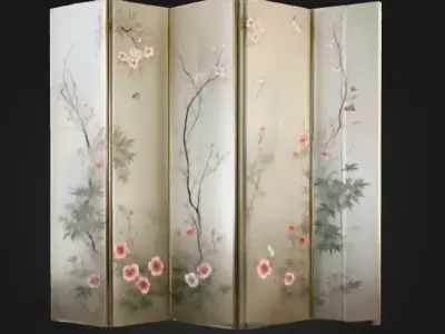 Spring Blossoms Screen Low-poly 3D model