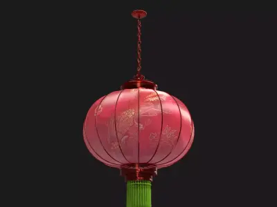 Chinese red lantern  Low-poly 3D model 4