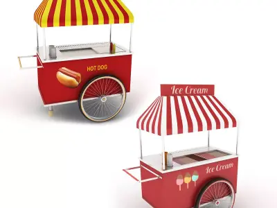 Ice cream and Hot dog Cart 3D model