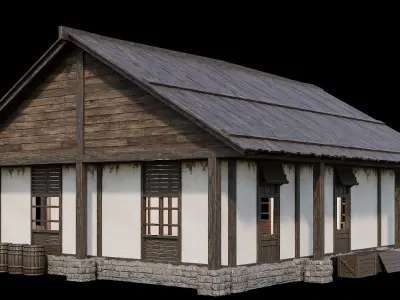 Medieval Village Pack 08 - 3 Assets - 4K Textures Game Ready Low-poly 3D model