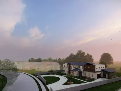 American Ranch Style House with Interiors 3D model