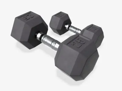 Hexagonal dumbbells rubberized 01 3D model
