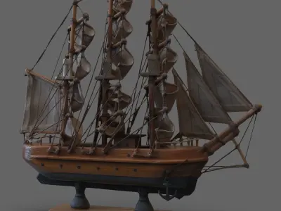 luxury sailing ship 3d model Low-poly 3D model
