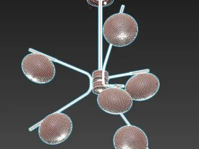 levity six light chandelier with globes 3D model