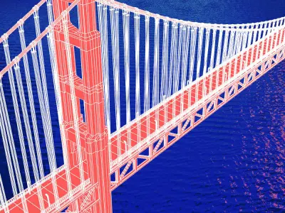 Golden Gate Bridge Low-poly 3D model