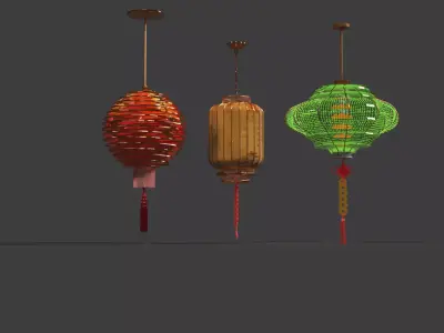 Chinese  red  lantern  Low-poly 3D model purchase
