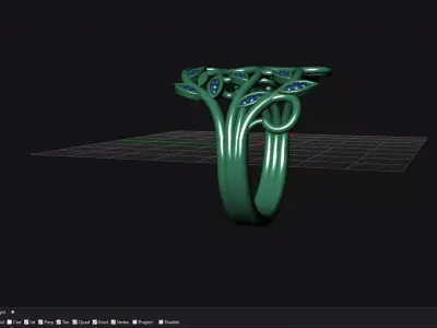  Leaf Design stone Ring 3D print model